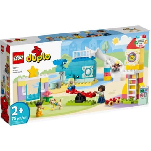 Unelmien leikkipuisto jossa ulkopuuhat siirtyvät sisälle rakennellessa hauskaa ja monipuolista LEGO® DUPLO® kaupunki Unelmien leikkipuisto (10991) settiä.