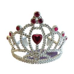 hopeanvärinen tiara, jossa on vaaleanpunaisia timantteja