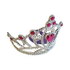 hopeanvärinen tiara, jossa on vaaleanpunaisia timantteja