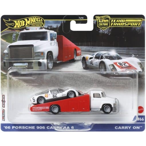 Hot Wheels autonkuljetusrekka & auto Porsche Carrera '66