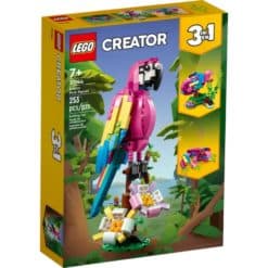 Tällä LEGO Creator 31144 Eksoottinen pinkki papukaija setillä yli 7-vuotiaat pienet rakentelijat ja eläinfanit voivat seikkailla sademetsän syvyyksissä ja uppoutua toiminnantäyteisiin tarinoihin leikkiessään LEGO® Creator 3in1 Eksoottinen pinkki papukaija (31144) rakennussetillä.