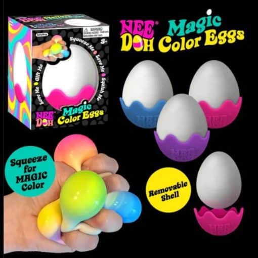 kananmunan muotoinen NeeDoh Magic Color Eggs -stressipallo