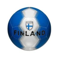 Pallo on laadukas Atom:n pallo ja se on varusteltu Suomen väreillä ja lipulla sekä Finland tekstillä.