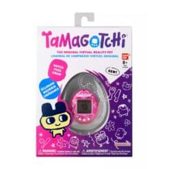 Tamagotchi-virtuaalilemmikkilelu, joka on koristeltu vaaleanpunaisella sydänkuviolla